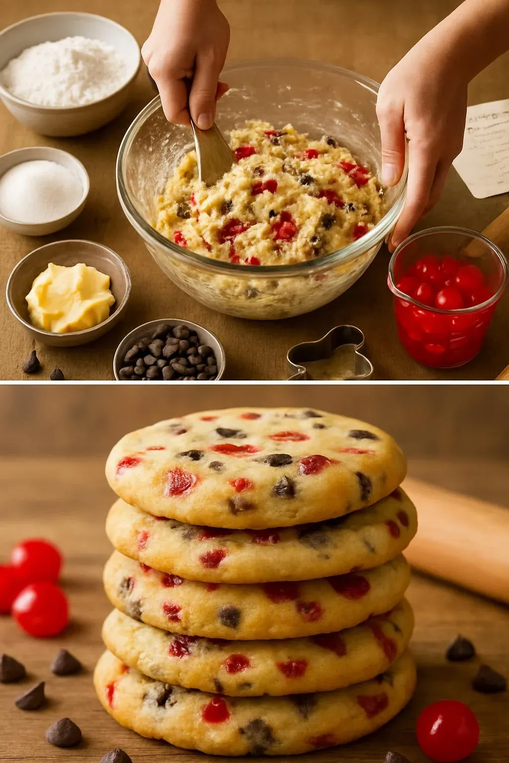 Maraschino Cherry Shortbread Cookies