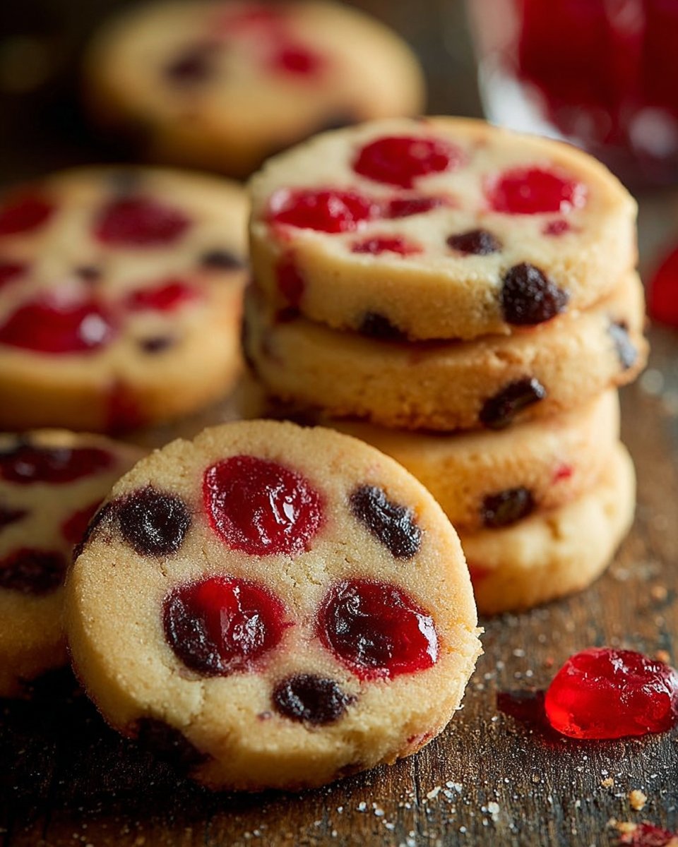 Maraschino Cherry Shortbread Cookies