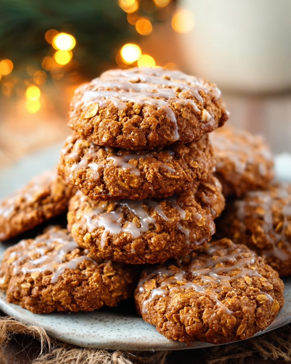 Iced Gingerbread Oatmeal Cookies