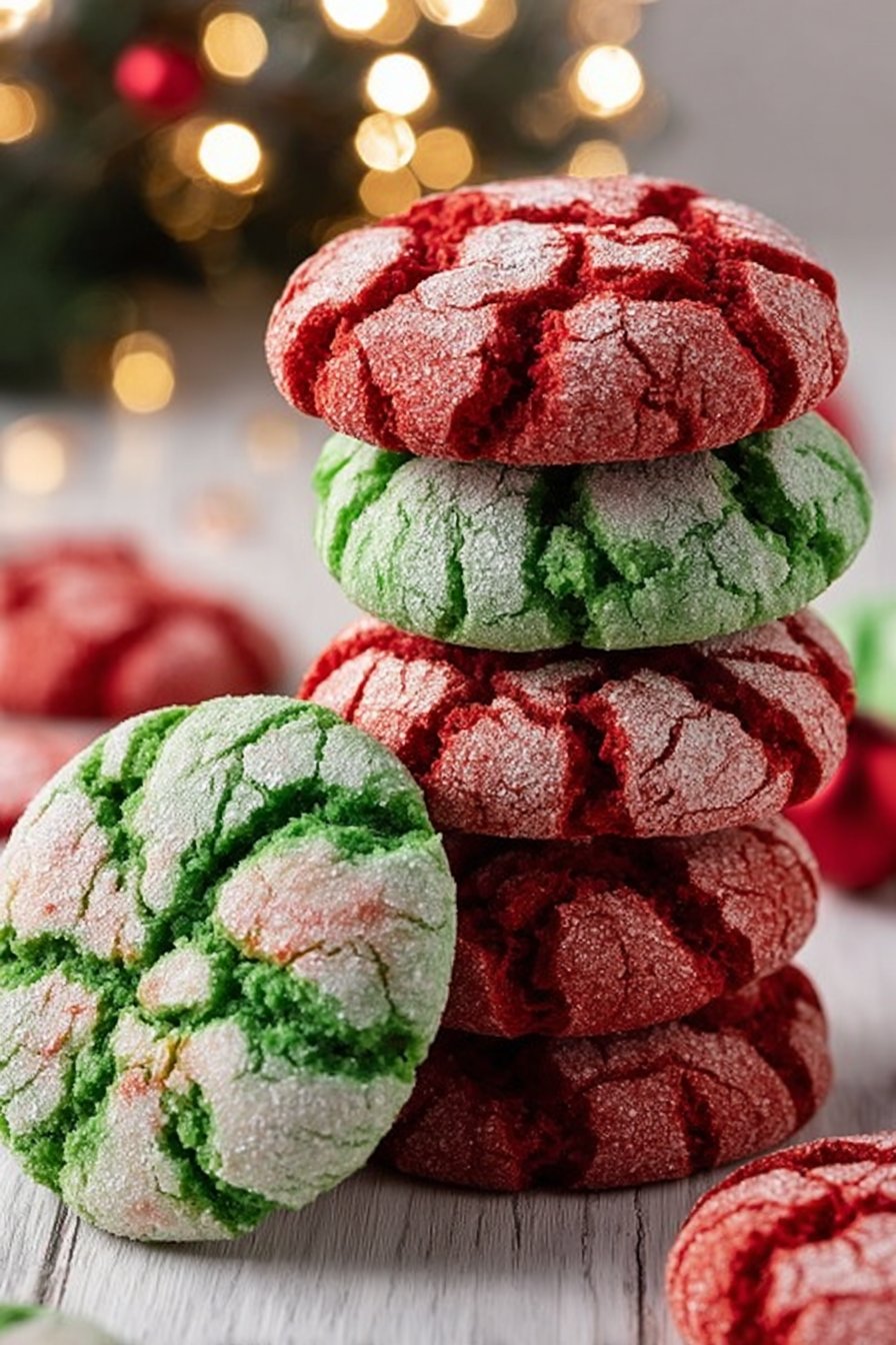 Christmas Crinkle Cookies (Red & Green)