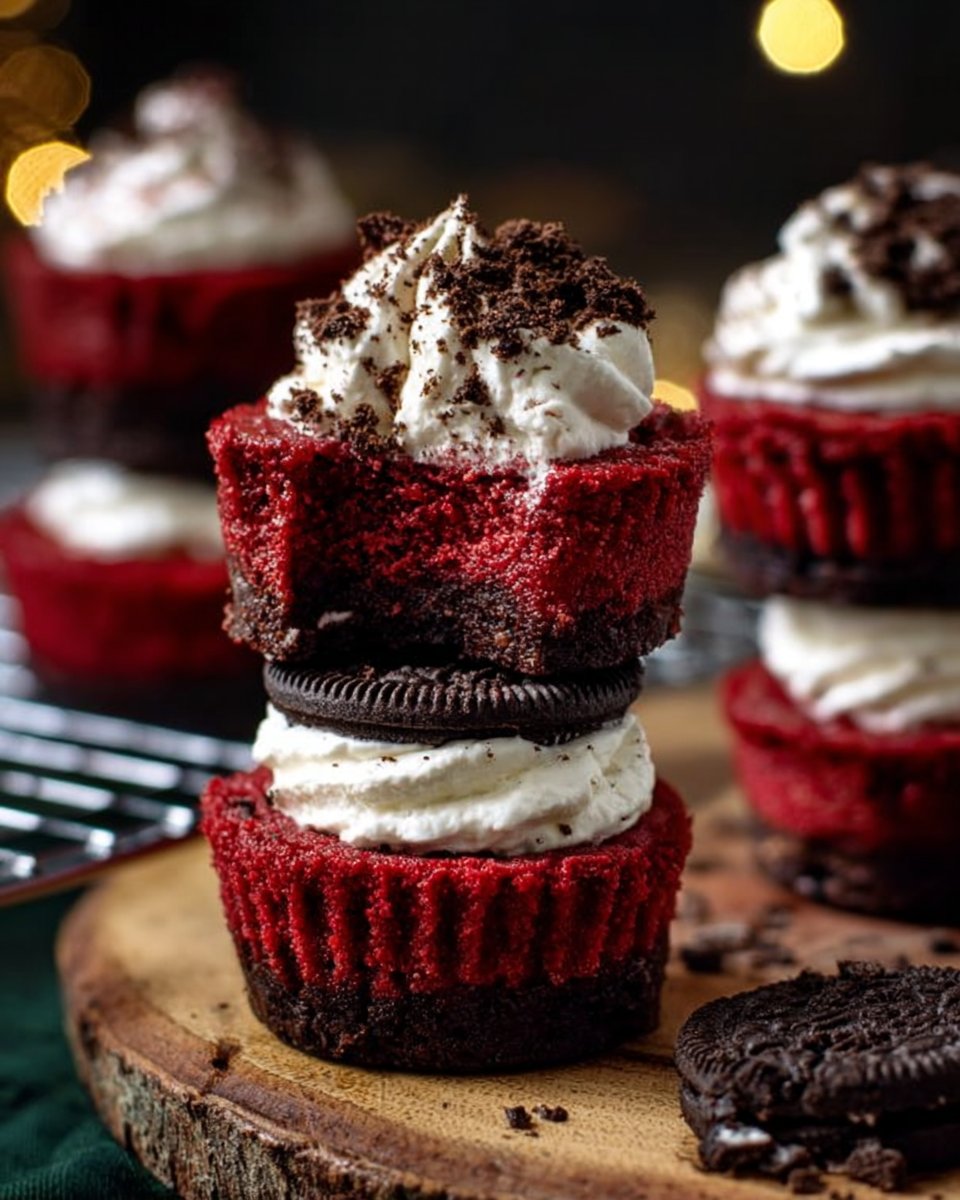 Incredible Mini Red Velvet Oreo Cheesecakes