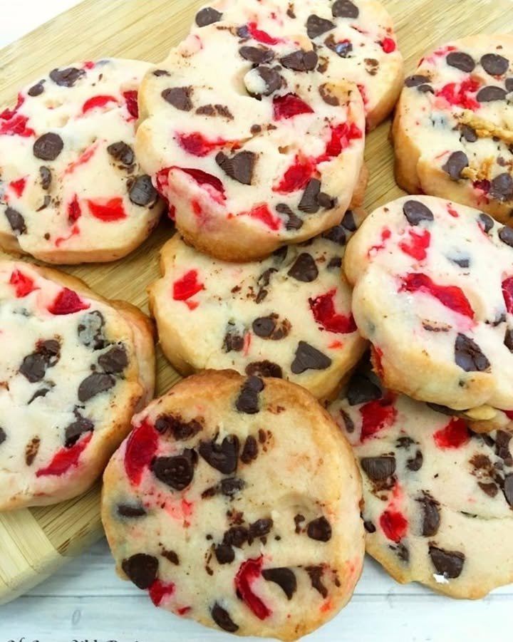 Maraschino Cherry Shortbread Christmas Cookies