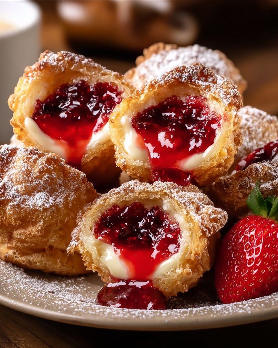 Deep Fried Strawberry Cheesecake Pies