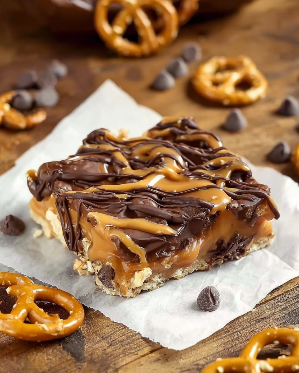No Bake Caramel Pretzel Crack Bars