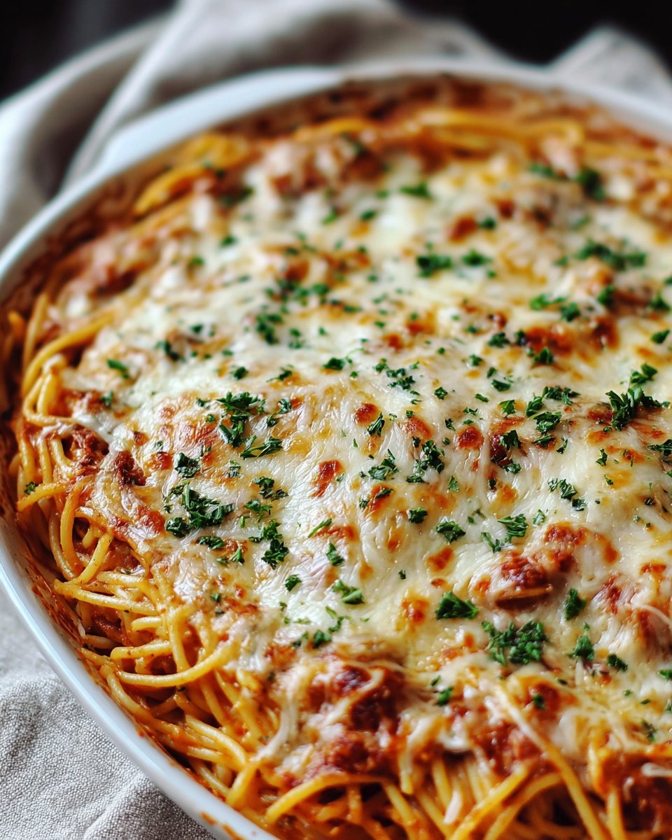 Baked Cream Cheese Spaghetti Casserole