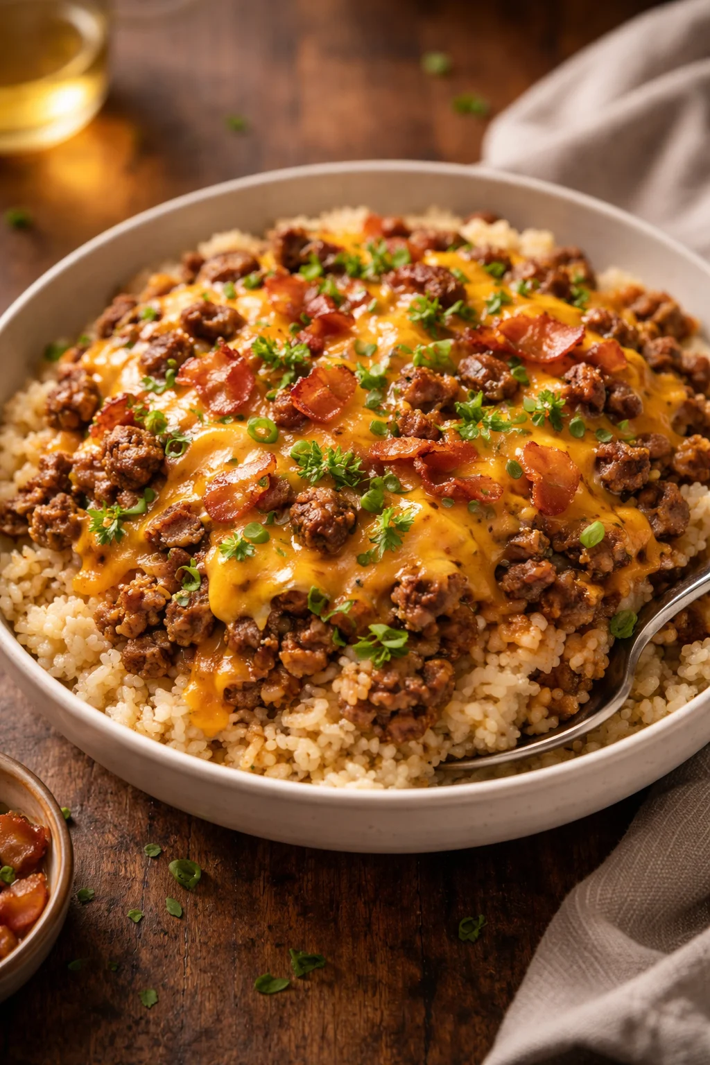 Bacon Cheeseburger Rice Skillet