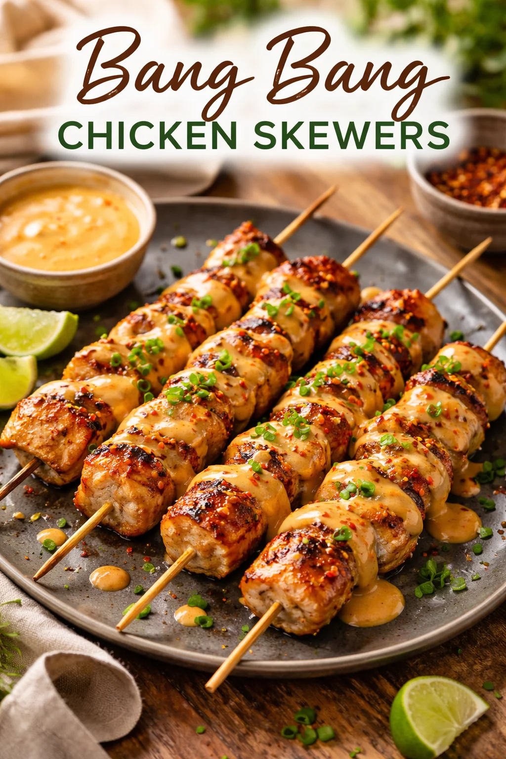 Bang Bang Chicken Skewers