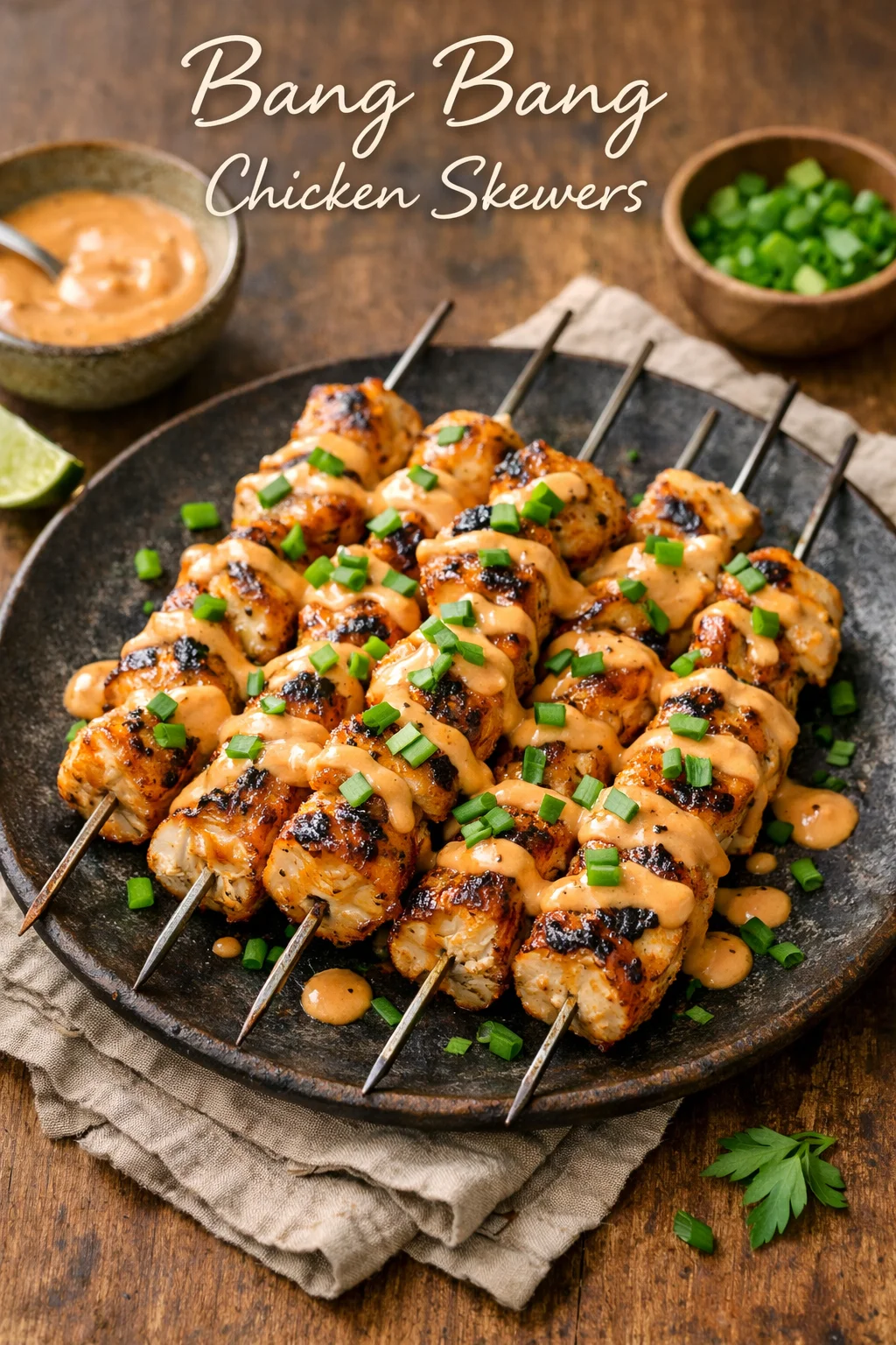 Bang Bang Chicken Skewers