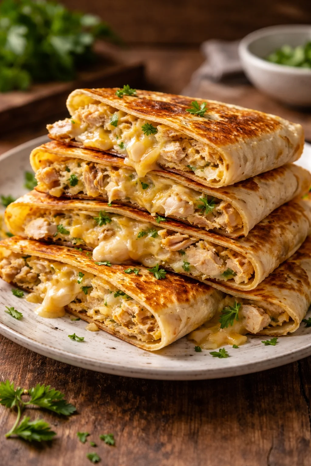 Cheesy Garlic Chicken Wraps