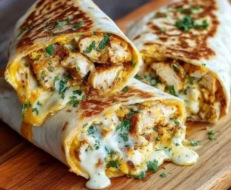 Cheesy Garlic Chicken Wraps