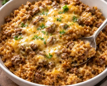 Cheesy Ground Beef and Rice Casserole