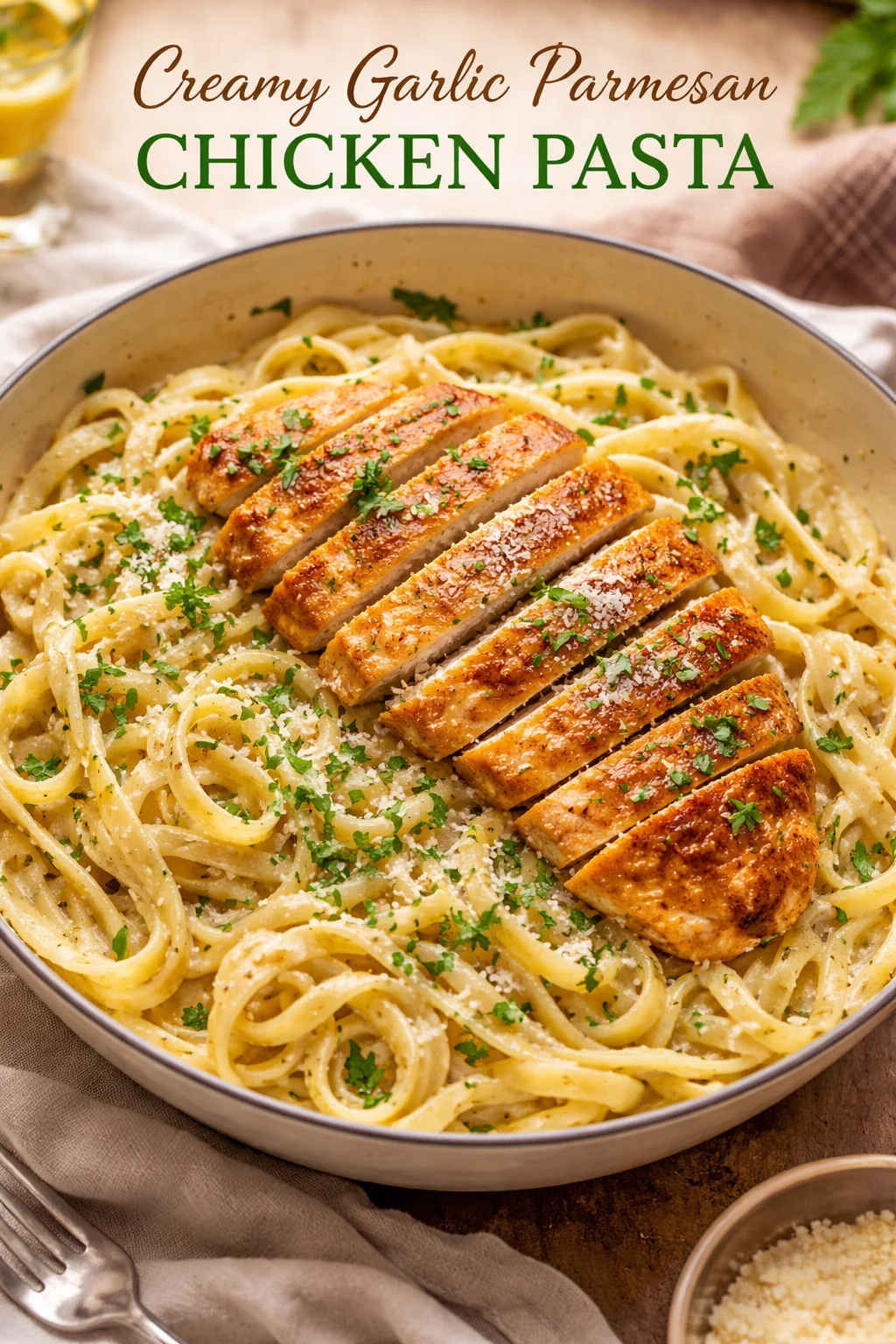Creamy Garlic Parmesan Chicken Pasta