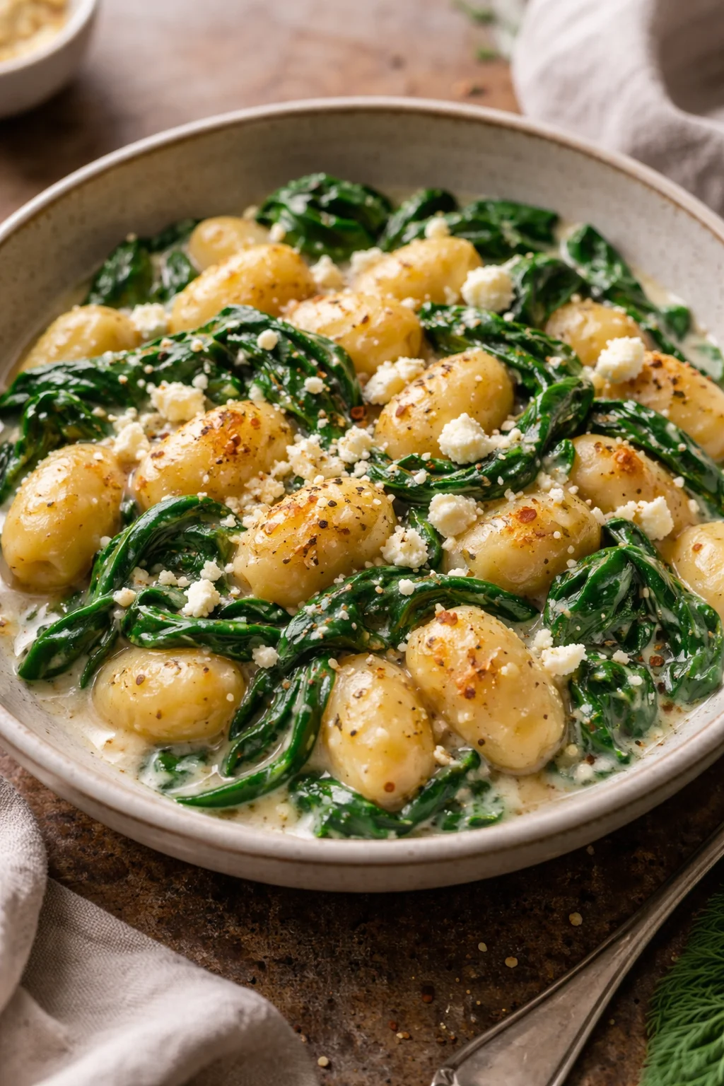Creamy Gnocchi with Spinach and Feta