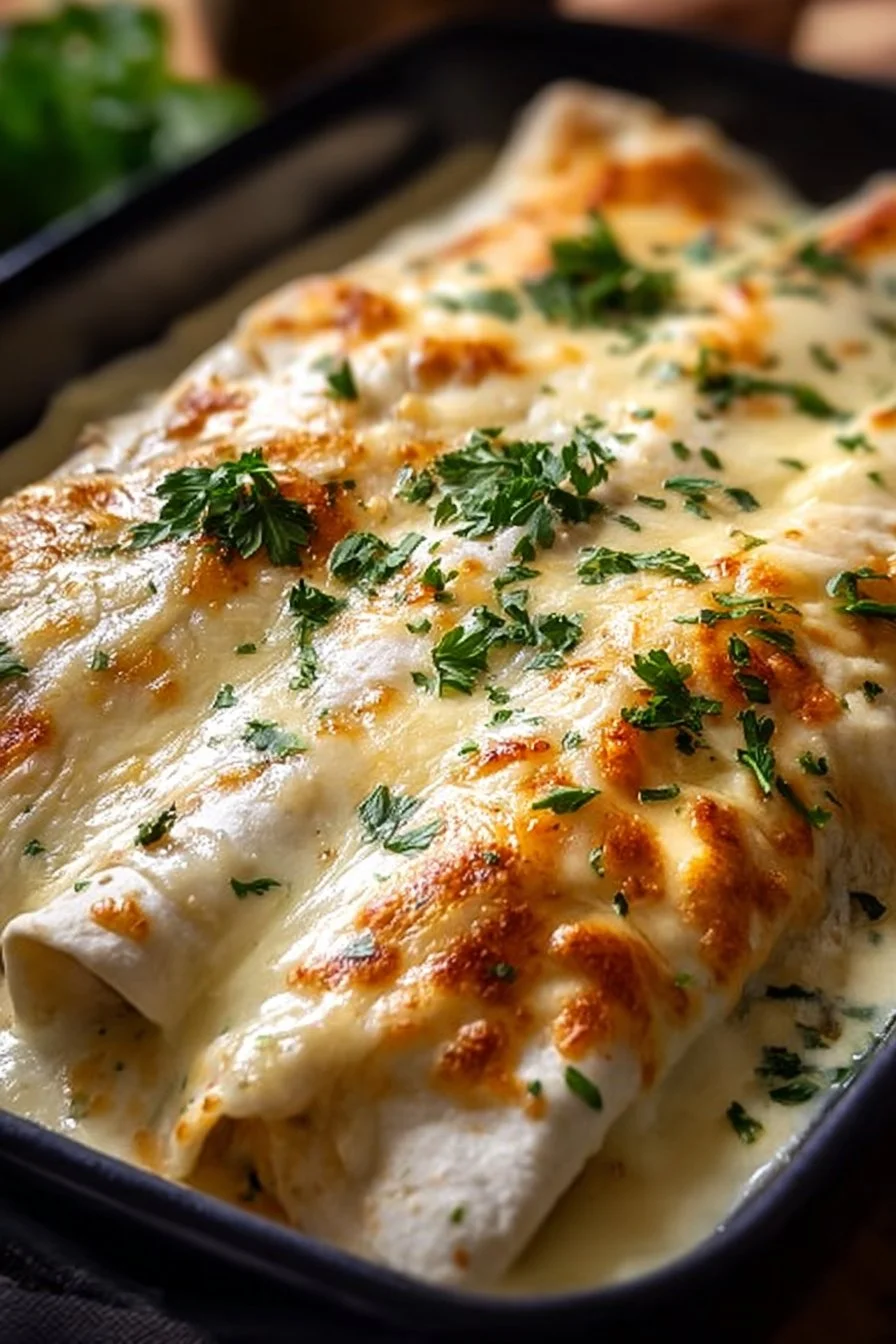 Creamy White Chicken Enchiladas