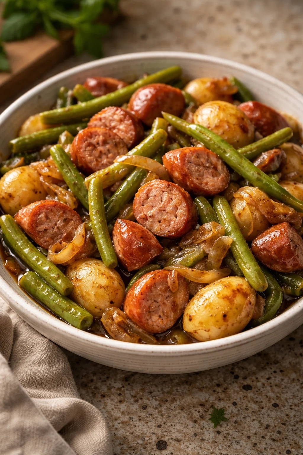 Crockpot Sausage and Green Beans