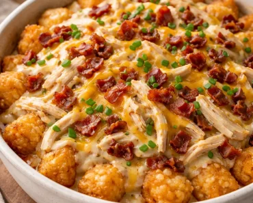 Easy Chicken Bacon Ranch Tater Tot Casserole