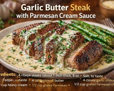 Garlic Butter Steak with Parmesan Cream Sauce