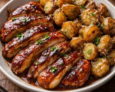 Honey BBQ Chicken with Garlic Parmesan Potatoes