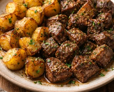 Juicy Garlic Butter Steak Bites with Crispy Potatoes Juicy Garlic Butter Steak Bites with Crispy Potatoes