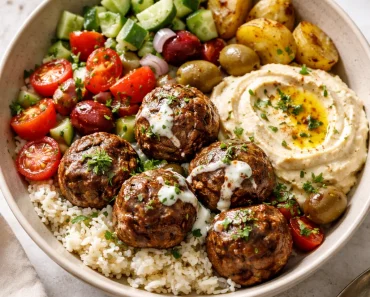 Mediterranean Beef Meatballs Bowl