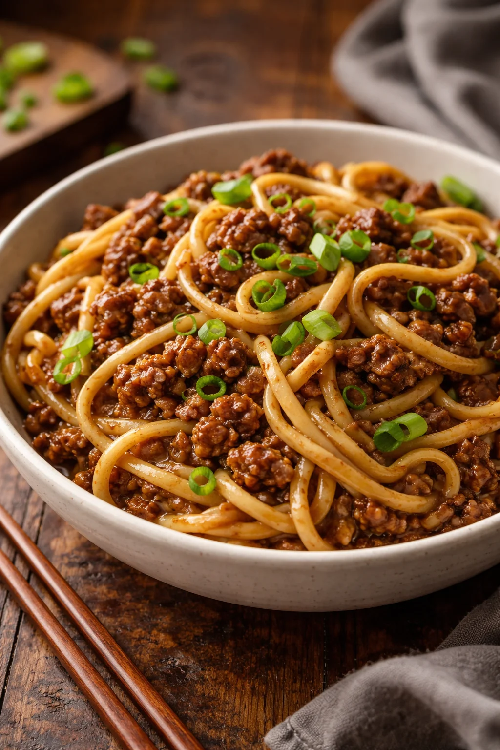 Mongolian Ground Beef Noodles