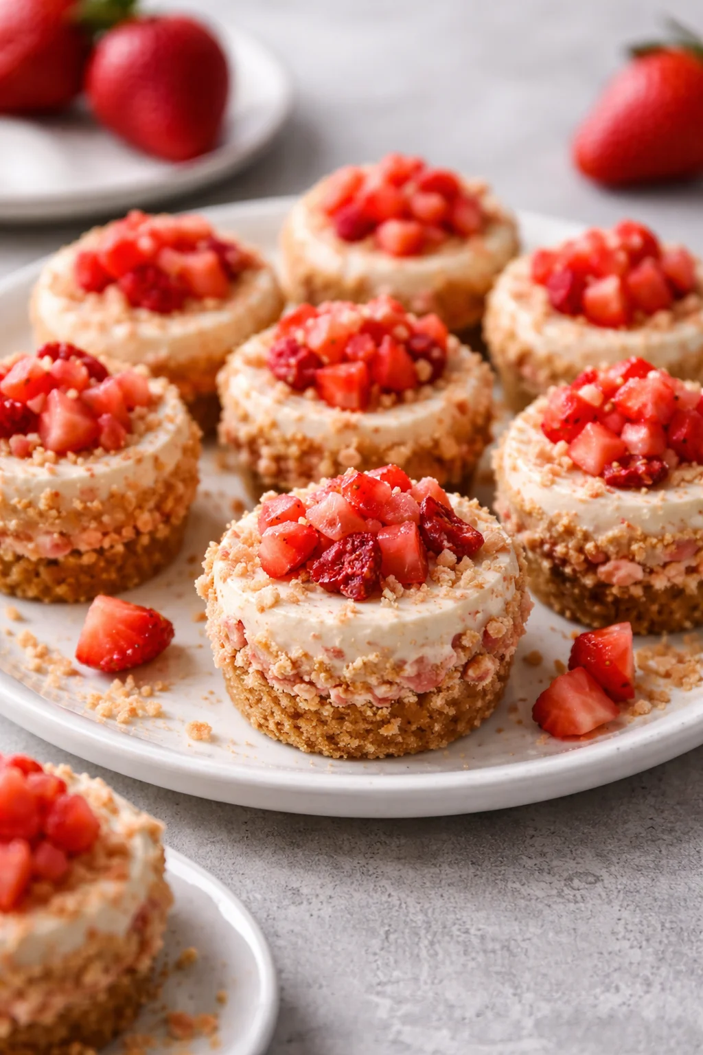 No-Bake Strawberry Crunch Cheesecake Bites