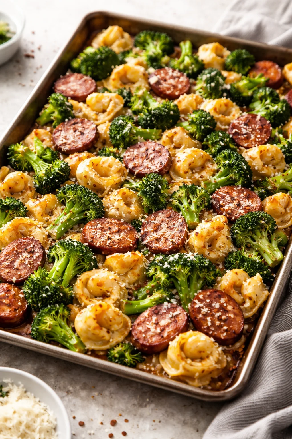 Sheet Pan Broccoli Tortellini Bake
