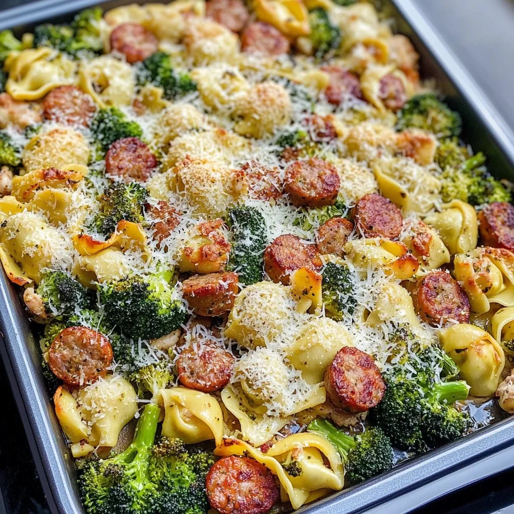 Sheet Pan Broccoli Tortellini Bake