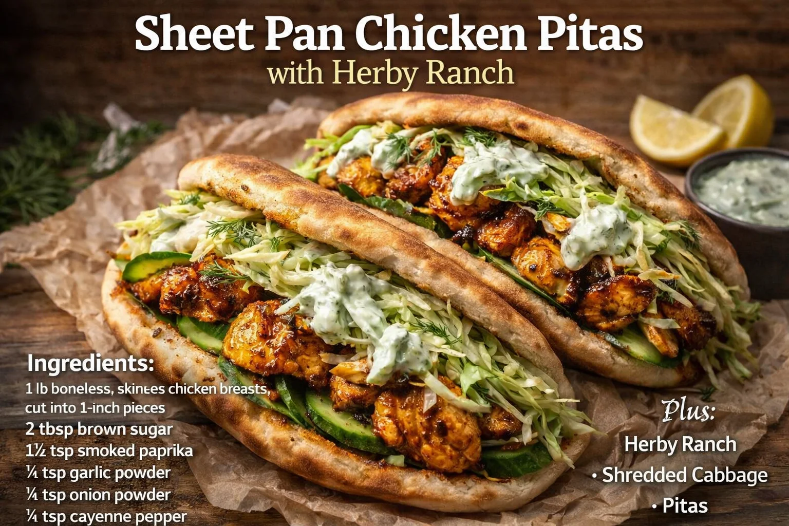 Sheet Pan Chicken Pitas with Herby Ranch