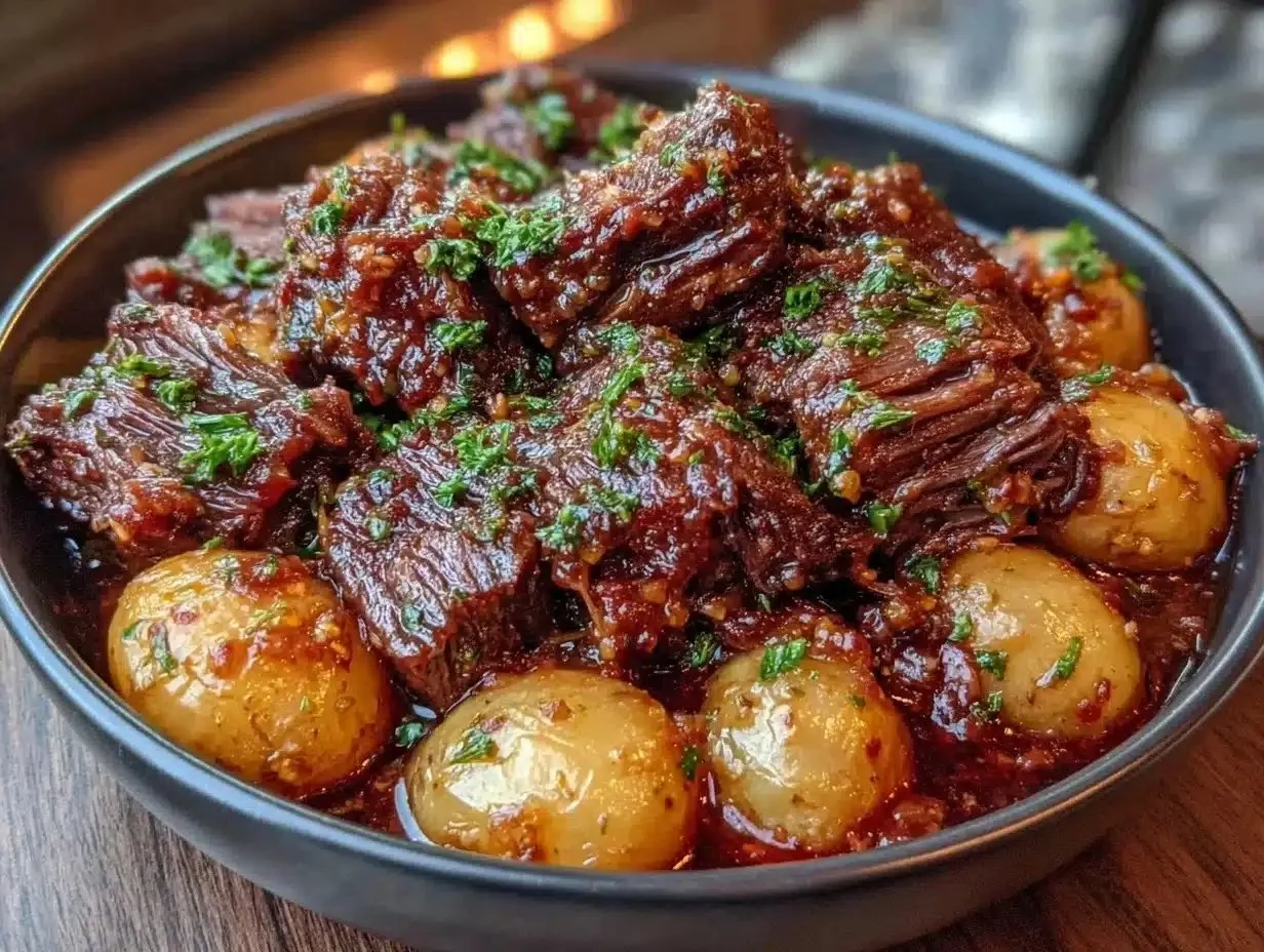 Slow Cooker Garlic Butter Beef with Potatoes