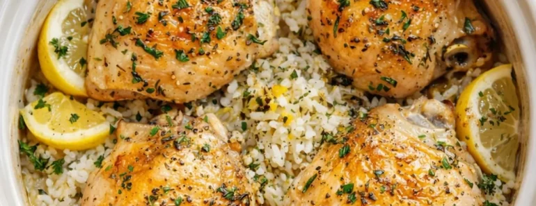 Slow Cooker Lemon Herb Chicken with Fluffy Rice