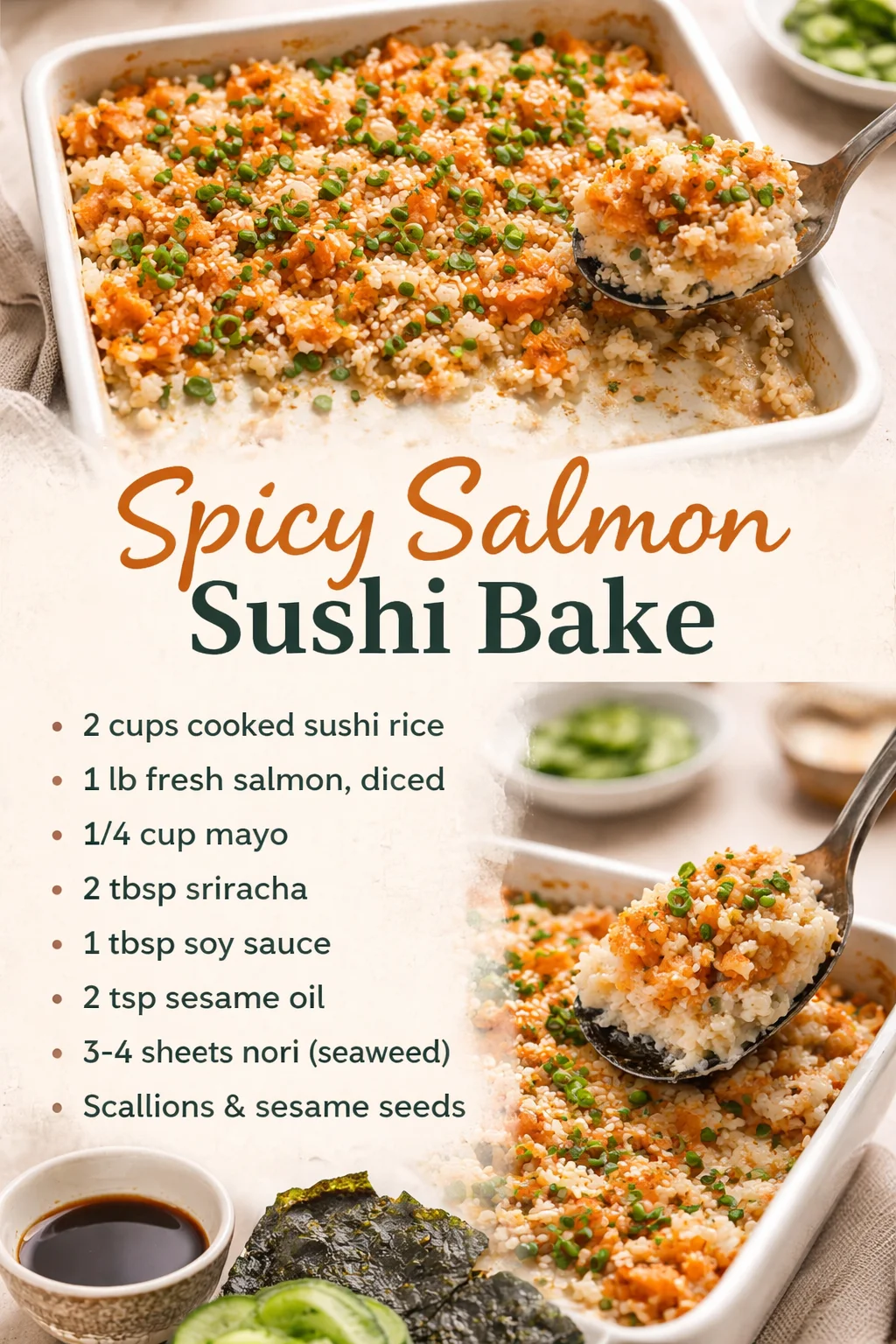 Spicy Salmon Sushi Bake Recipe