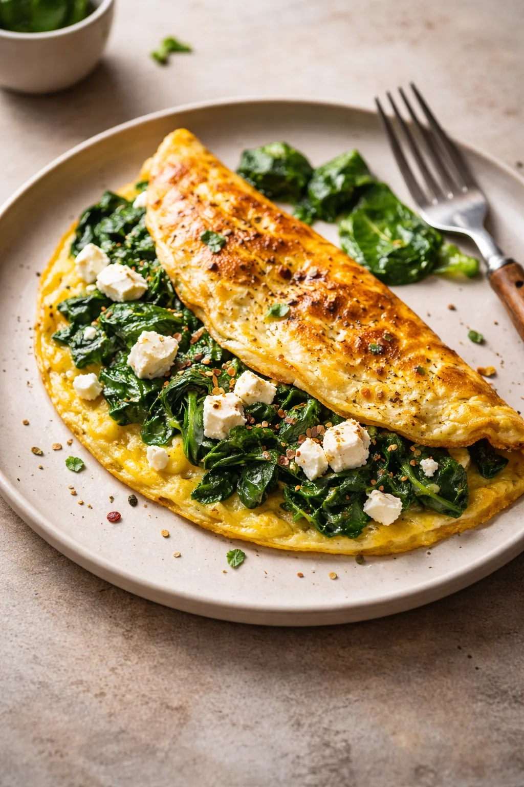 15 Minute Spinach and Feta Omelet
