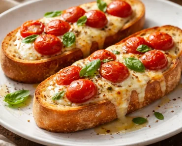 Baguette Slices with Tomatoes & Mozzarella