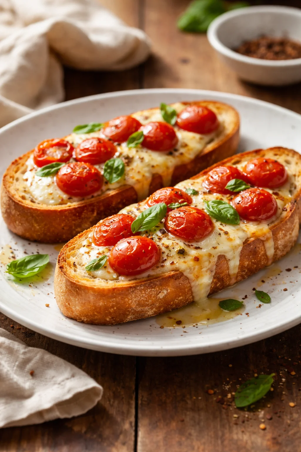 Baguette Slices with Tomatoes & Mozzarella