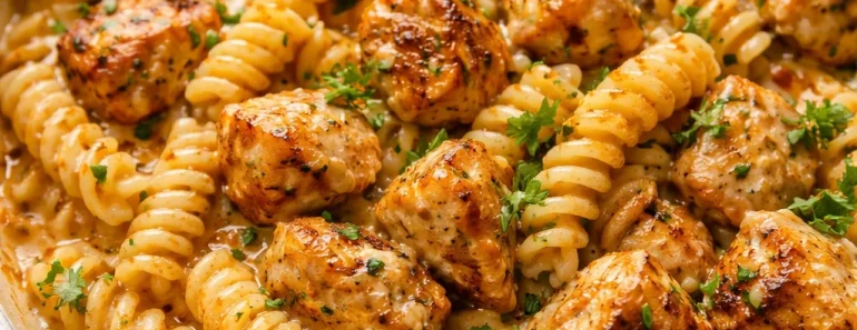 Cheesy Cajun Garlic Chicken Rotini Skillet