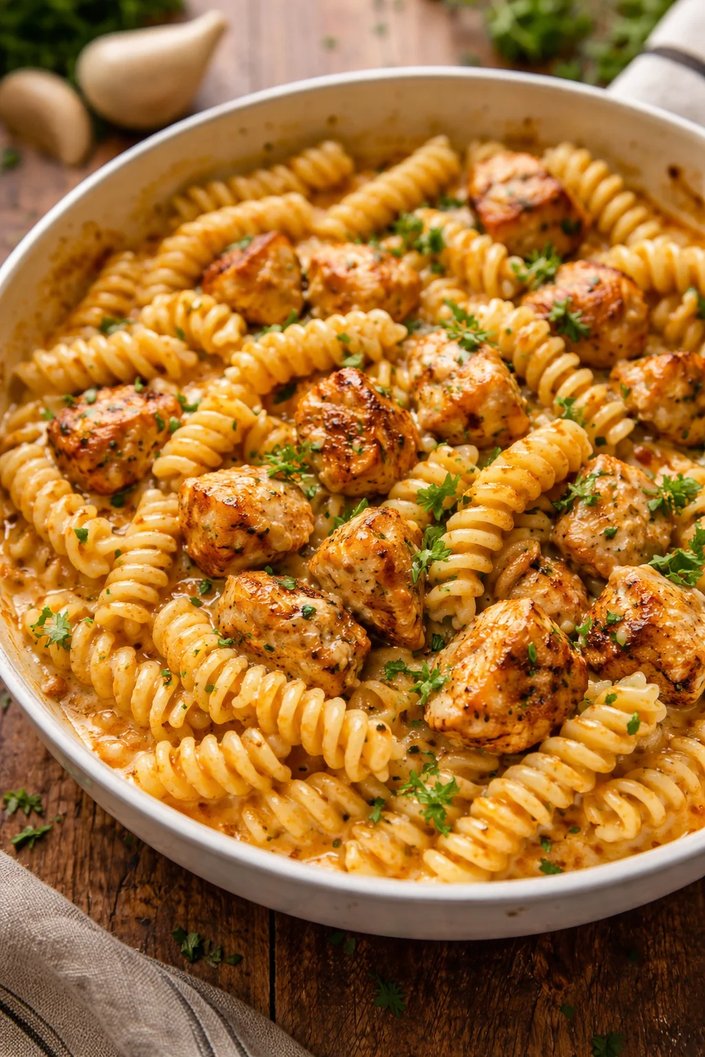 Cheesy Cajun Garlic Chicken Rotini Skillet for Cozy Nights