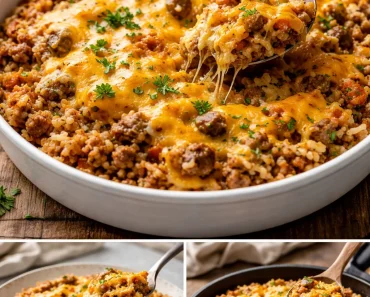 Cheesy Ground Beef and Rice Casserole