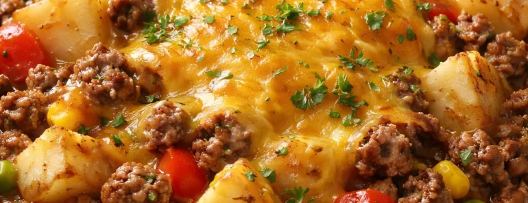Cheesy Ground Beef & Potato Casserole