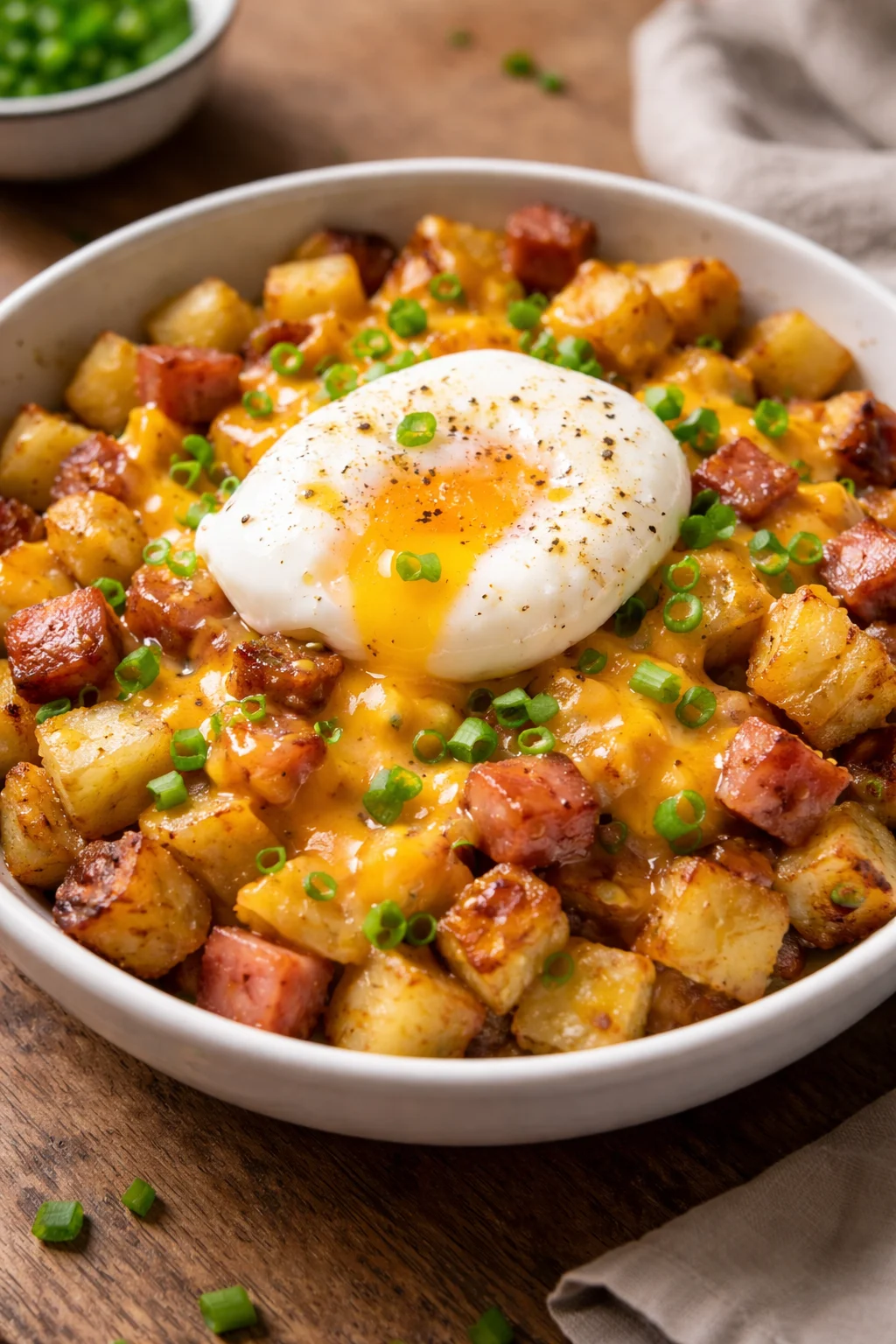 Cheesy Potato Egg Scramble
