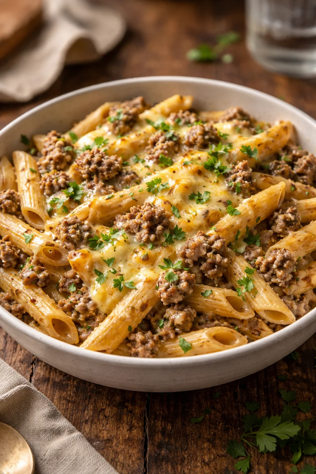 Creamy High Protein Beef Pasta