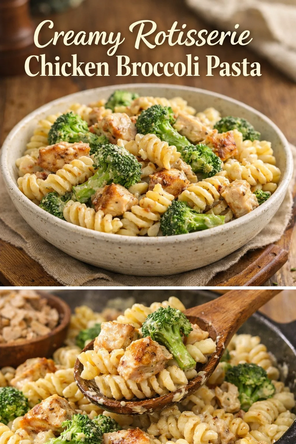 Creamy Rotisserie Chicken Broccoli Pasta