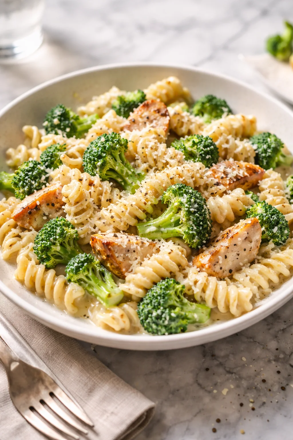 Creamy Rotisserie Chicken Broccoli Pasta