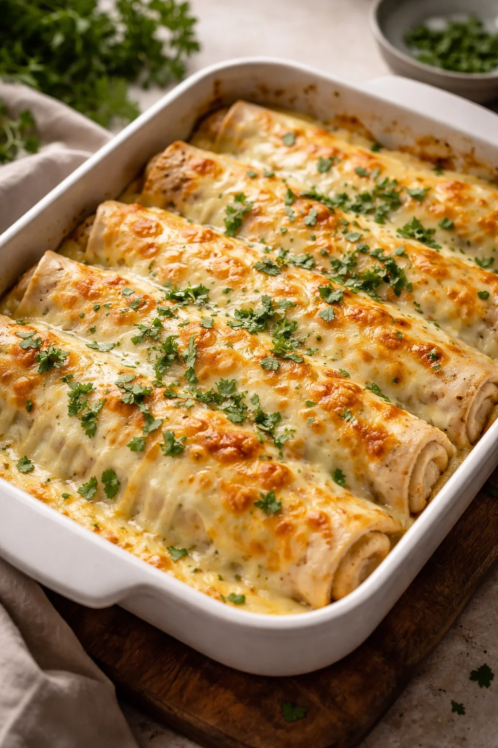 Creamy White Chicken Enchiladas