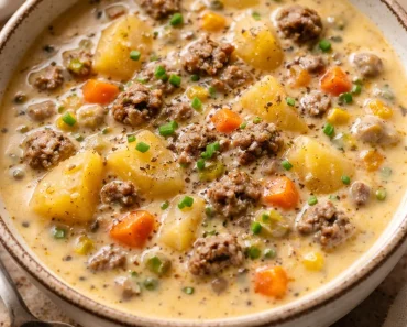 Crockpot Creamy Potato & Hamburger Soup