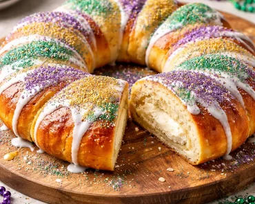 Decadent King Cake with Cream Cheese Filling