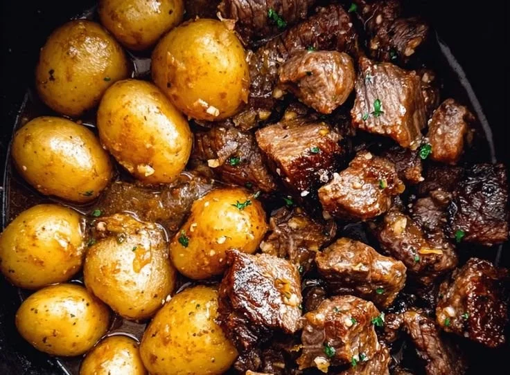 Garlic Butter Beef Bites with Potatoes