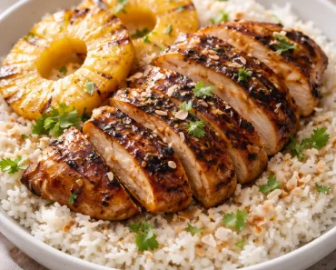 Hawaiian Chicken, Pineapple and Coconut Rice