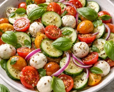 Juicy Cucumber Caprese Salad
