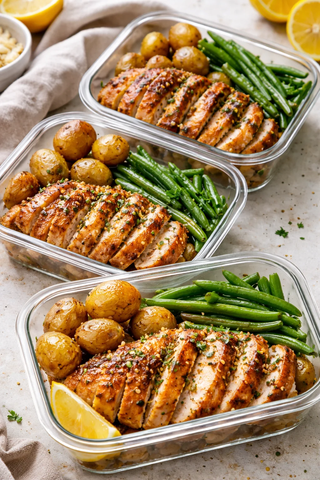 Healthy Lemon Garlic Chicken Meal Prep Bowls (Quick Recipe!)